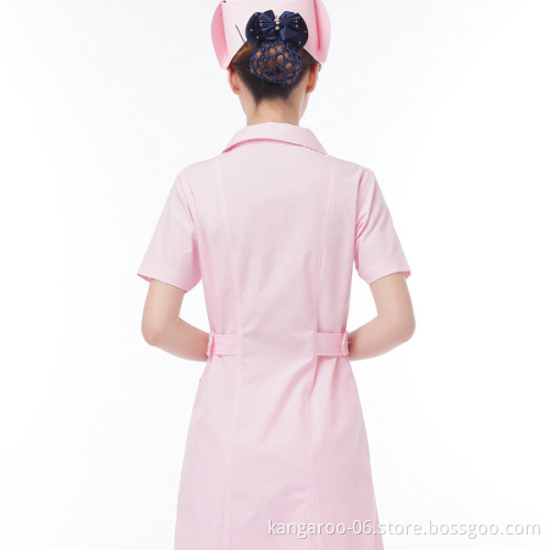 Chinese Collar Hospital Medical Staff Nurse Uniform Dress Set Pink